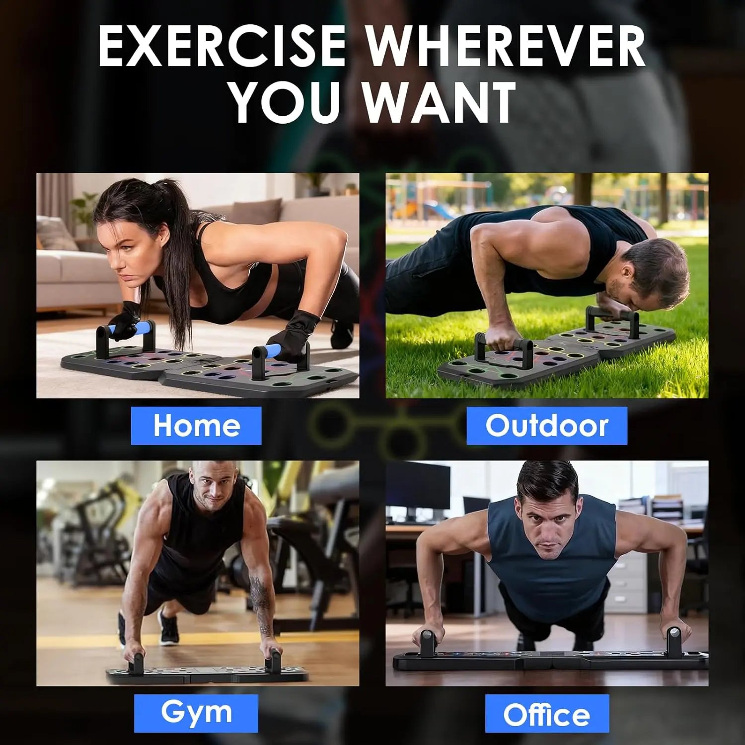 【Upgraded】Push-Up Board Set with Handles & Pull Rope, Portable Home Workout Equipment for Beginners & Couples, Chest, Abs, Arms & Upper Body Training for Men & Women