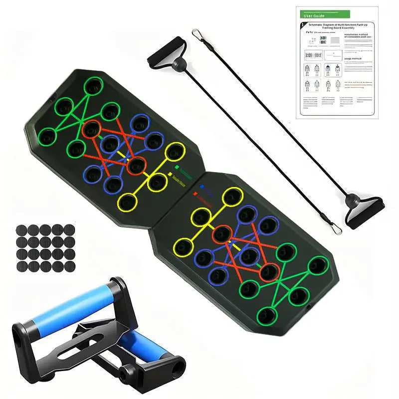 【Upgraded】Push-Up Board Set with Handles & Pull Rope, Portable Home Workout Equipment for Beginners & Couples, Chest, Abs, Arms & Upper Body Training for Men & Women