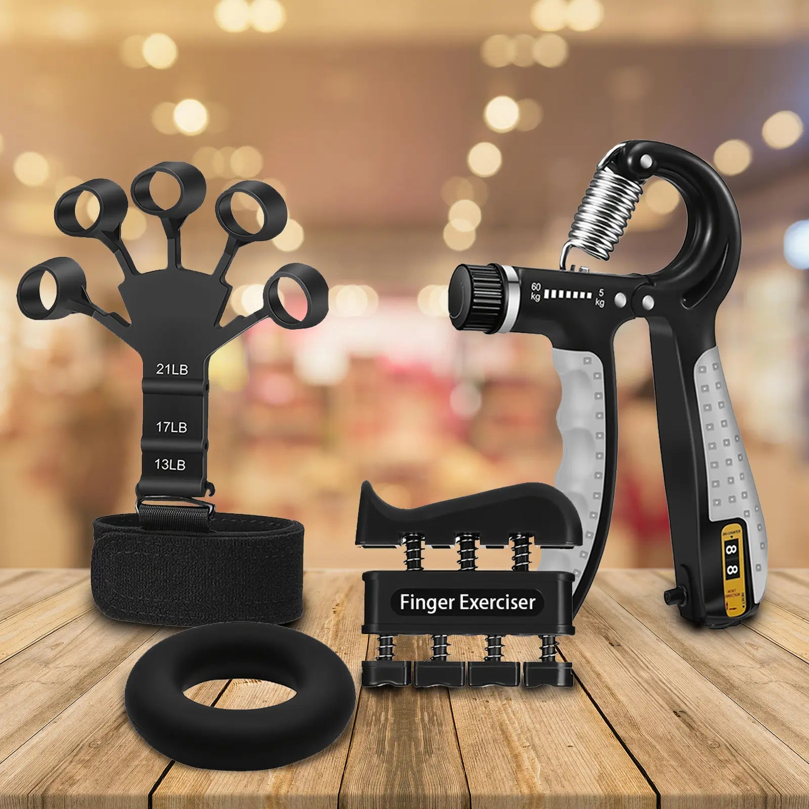 Pro Grip Trainer 4-Pack Adjustable Resistance (10-130 Lbs) Gym Muscle Builder， Weak Grip? Fix in 2 Weeks! (Office/Gym/Carpal Tunnel Relief) Forearm Exerciser